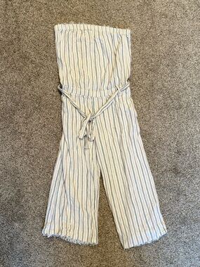 cloth & stone Cream Jumpsuit with Blue Stripe